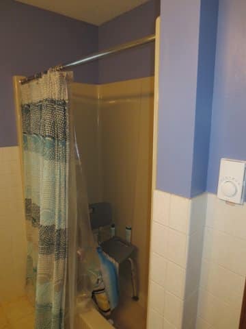 Old tub and shower enclosure