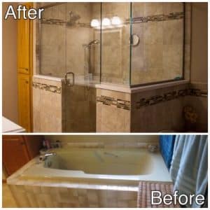 6 - Master bath tub to shower before and after