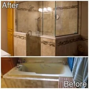 6 - Master bath tub to shower before and after 6 - Master bath tub to shower before and after