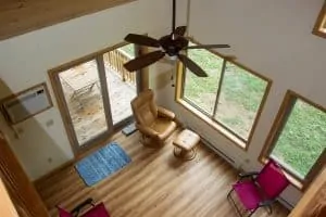 Sartell MN Cabin Loft looking down to dining