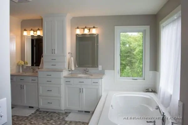Master Bath painted cabinets and