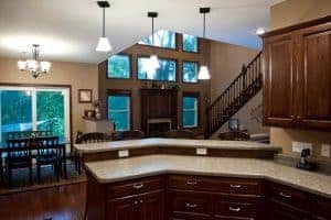 custom home kitchen to living room