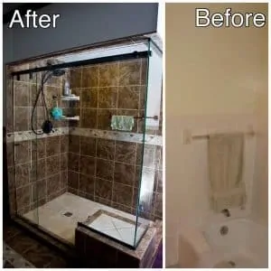 Ceramic Tile Shower and Glasss Doors Remodeling