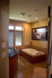 New home bathroom with tub