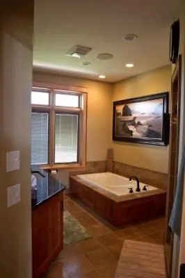 New home bathroom with tub