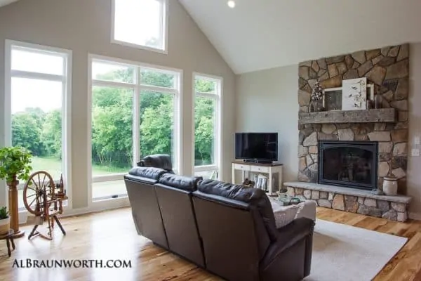 Custom Home living room with fireplace