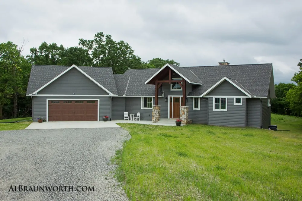Custom Built Home Exterior from Driveway