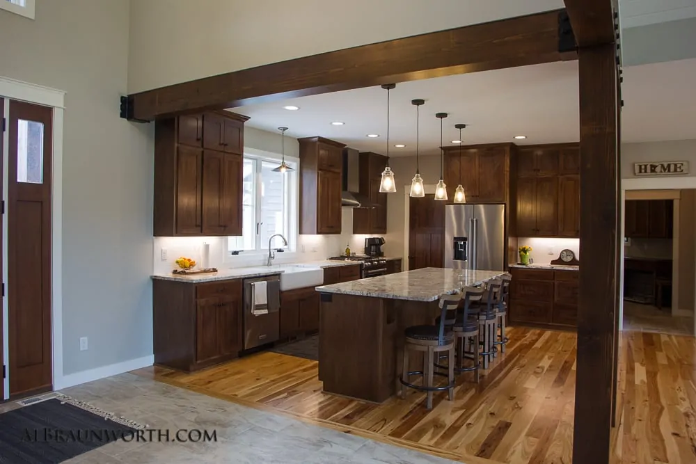 Custom Built Home Kitchen with Timber Accents