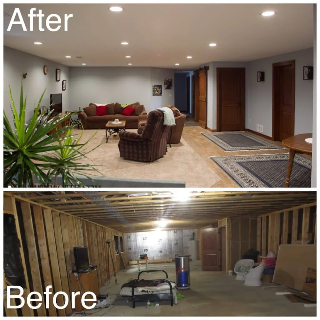 Basement Living Room Before and After